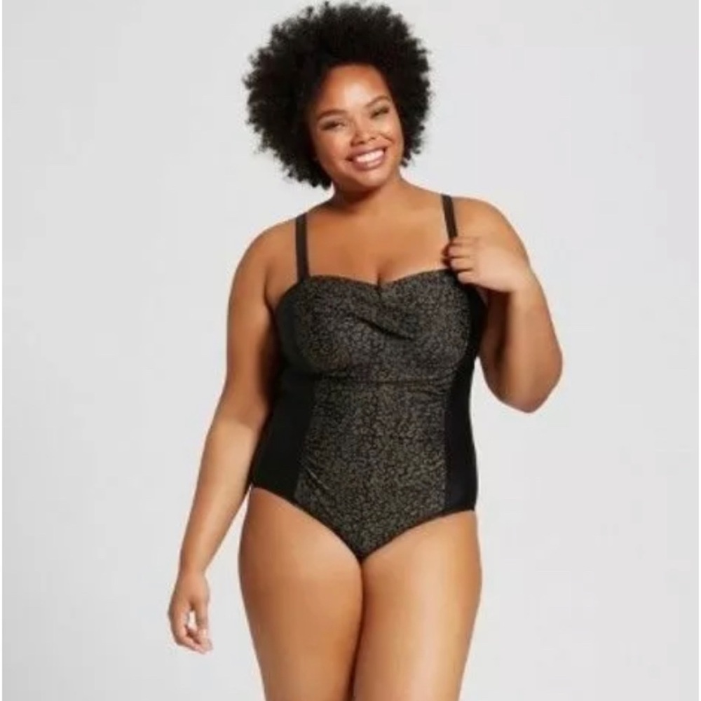 🆕 Ava & Viv Leopard Print One-Piece Swimsuit NWT
